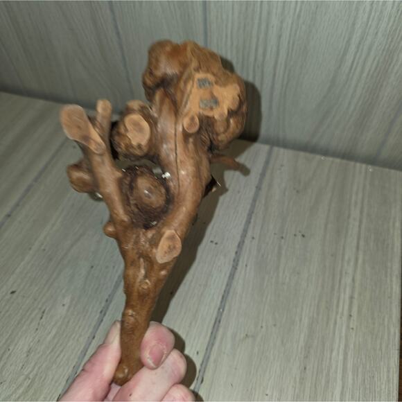 Vtg Copper Rose Bud On Burl Wood Base Sculpture Handmade Brutalist MCM Love - Picture 7 of 7